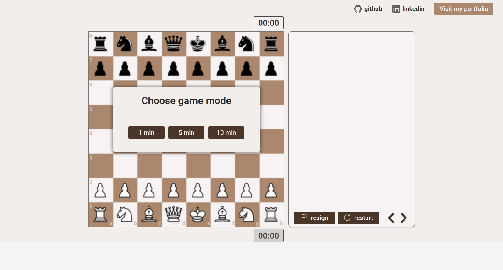 React Chess website screenshot